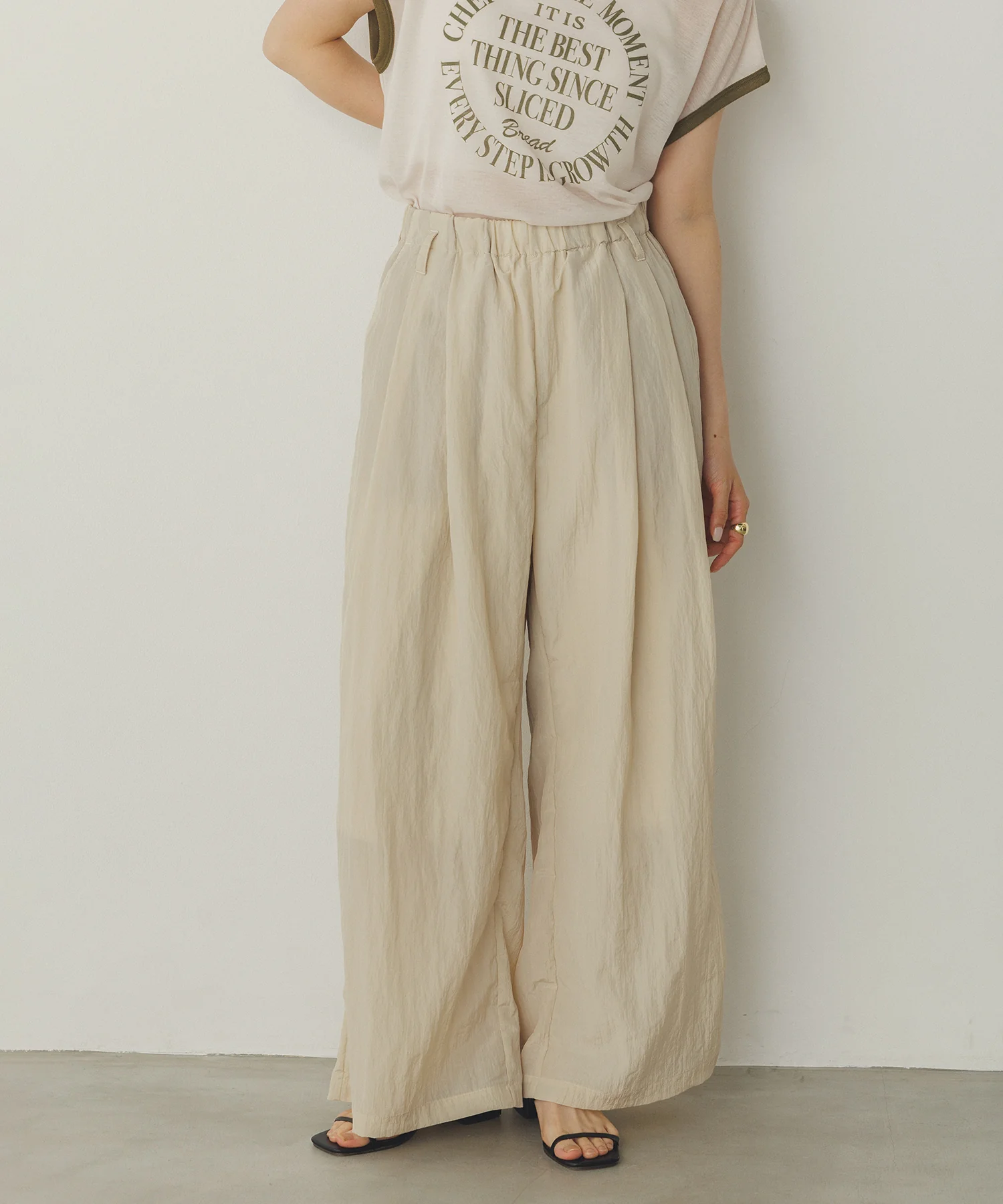 ワッシャー加工 ワイドストレートパンツ