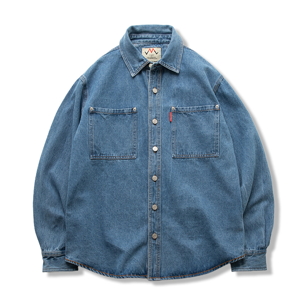 2色展開　アメカジ風ウォッシュ加工ワークシャツ