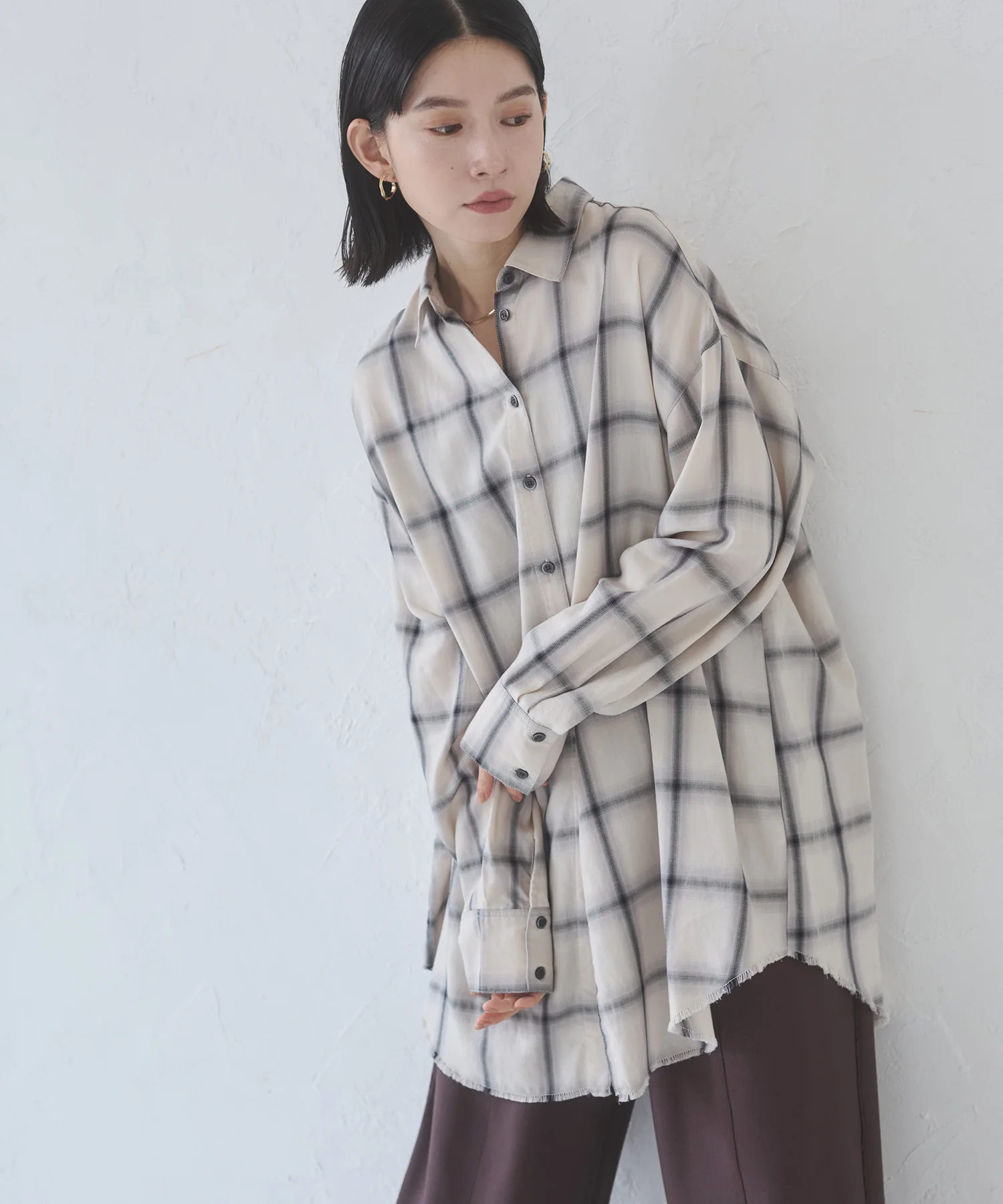 オンブレチェック オーバーシャツ