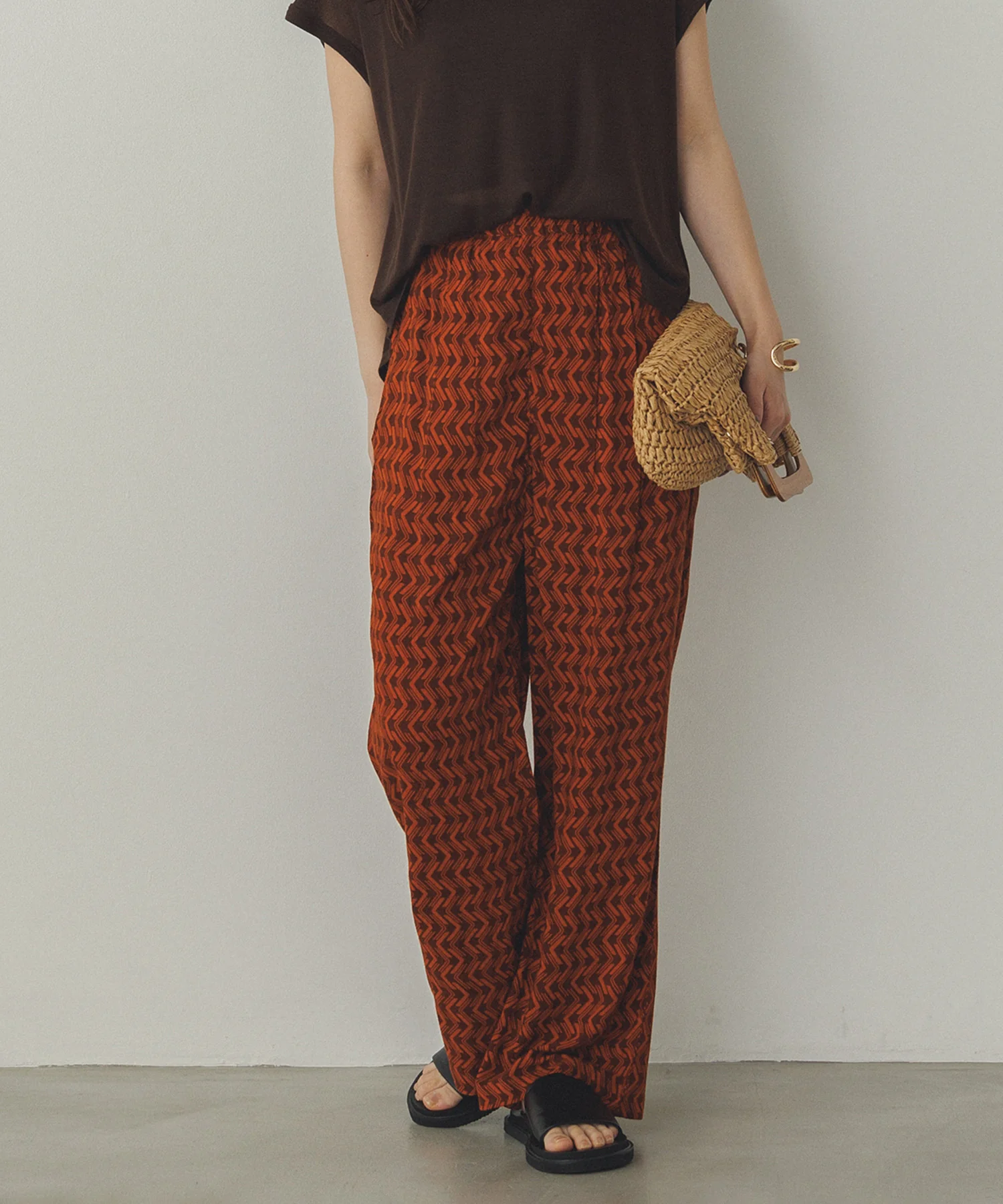 レーヨン プリントストレートパンツ