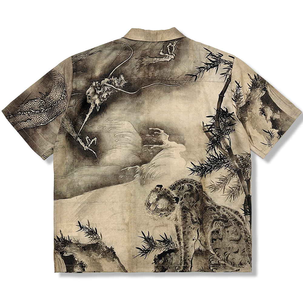 「龍虎図」プリントリヨセルシャツ