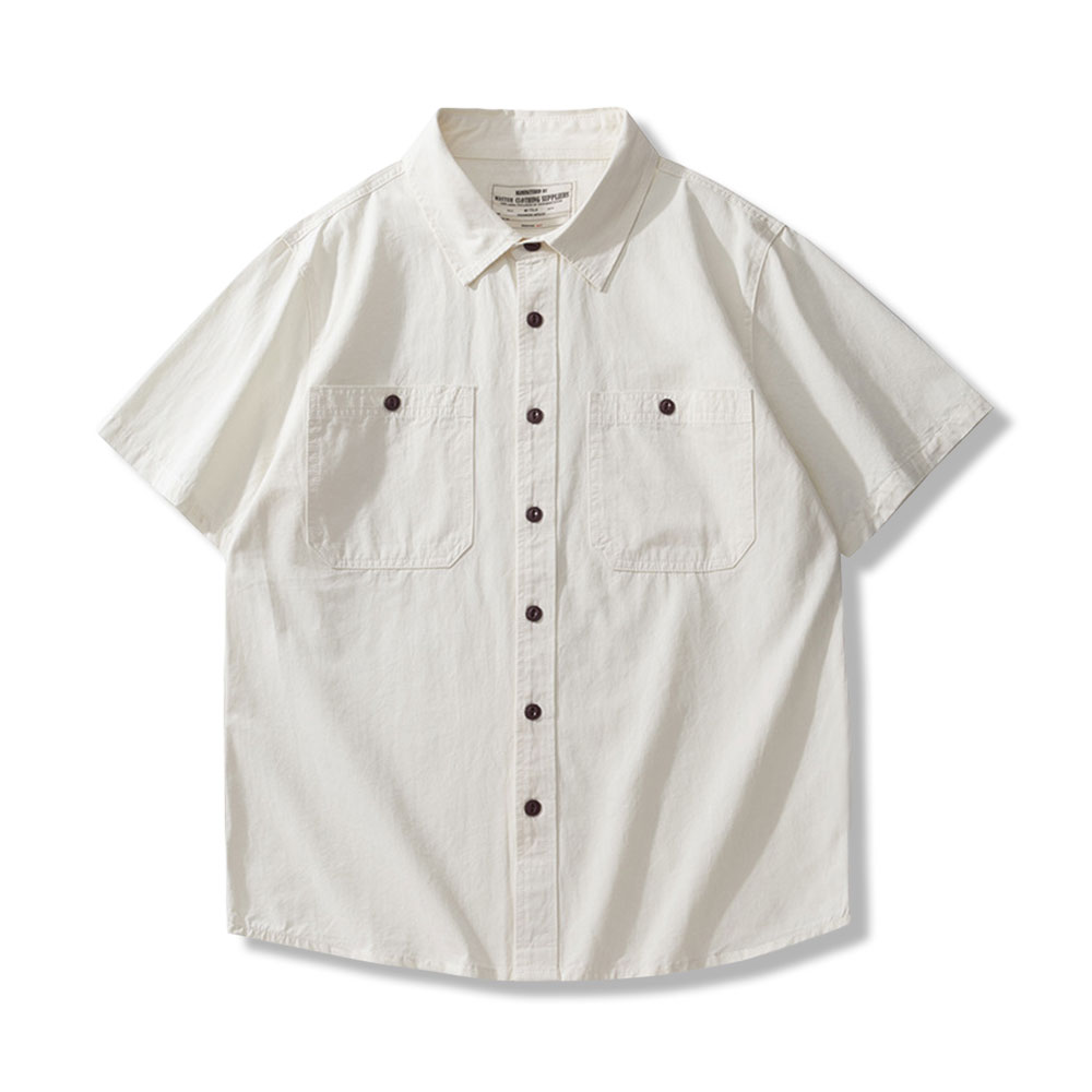 メンズコットンワークシャツ半袖夏