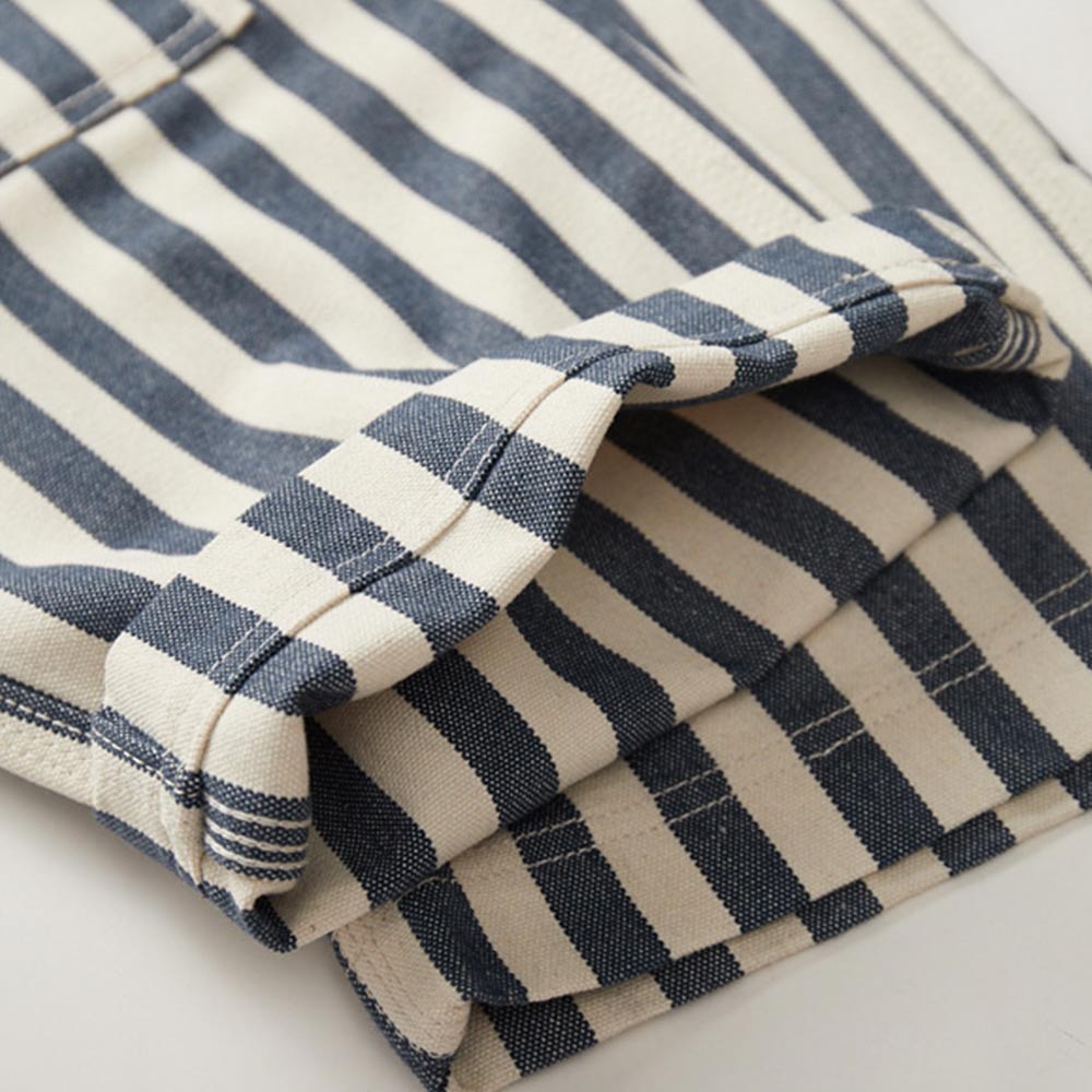 14オンス厚手仕様　 カスタム織りブルーワイドストライプロガーワークパンツ