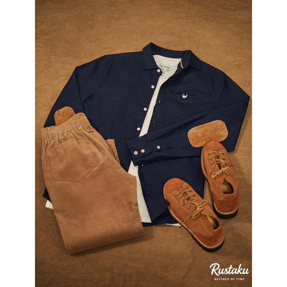 スエード調エルボーパッチ　オックスフォードシャツ