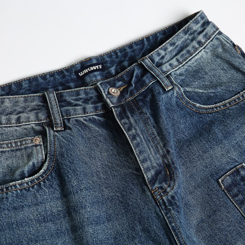 ヘビーウェイト　襤褸風ダメージデニムパンツ