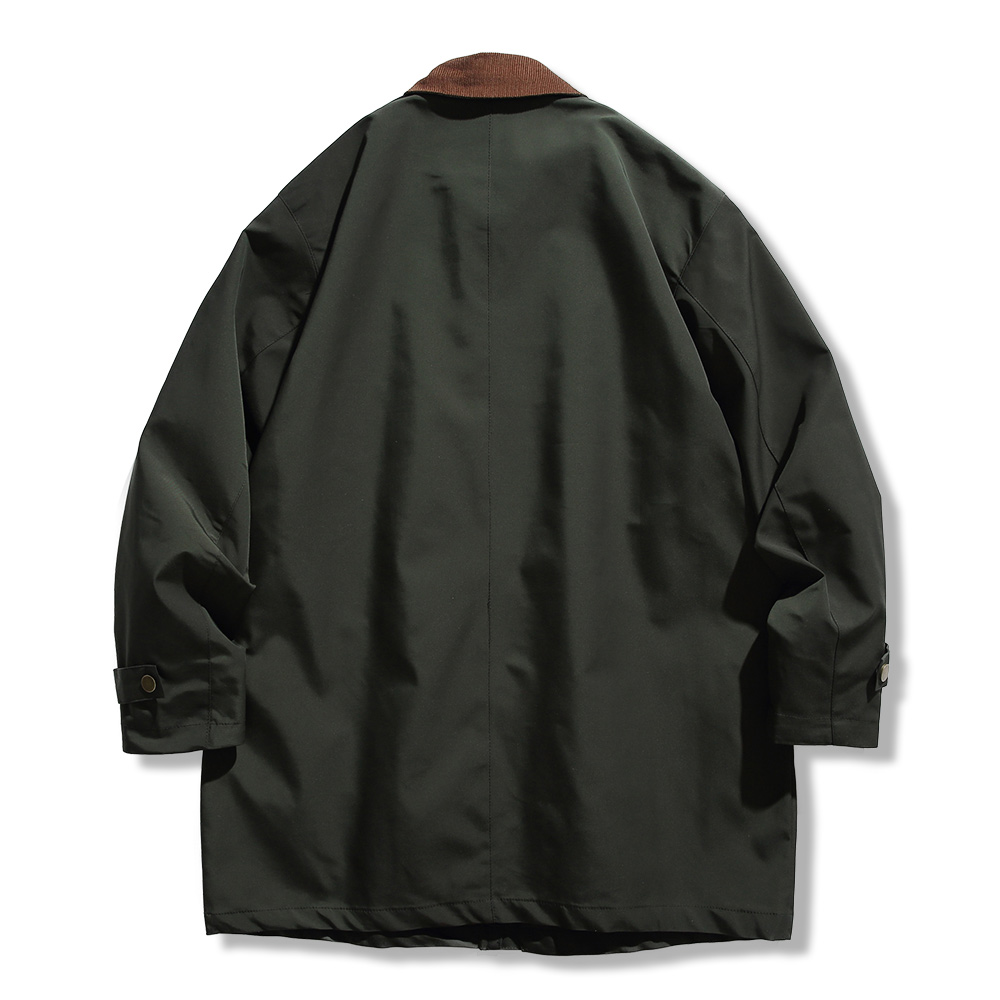 コーデュロイ切り替えブリティッシュハンティングジャケット　ミディアムロング