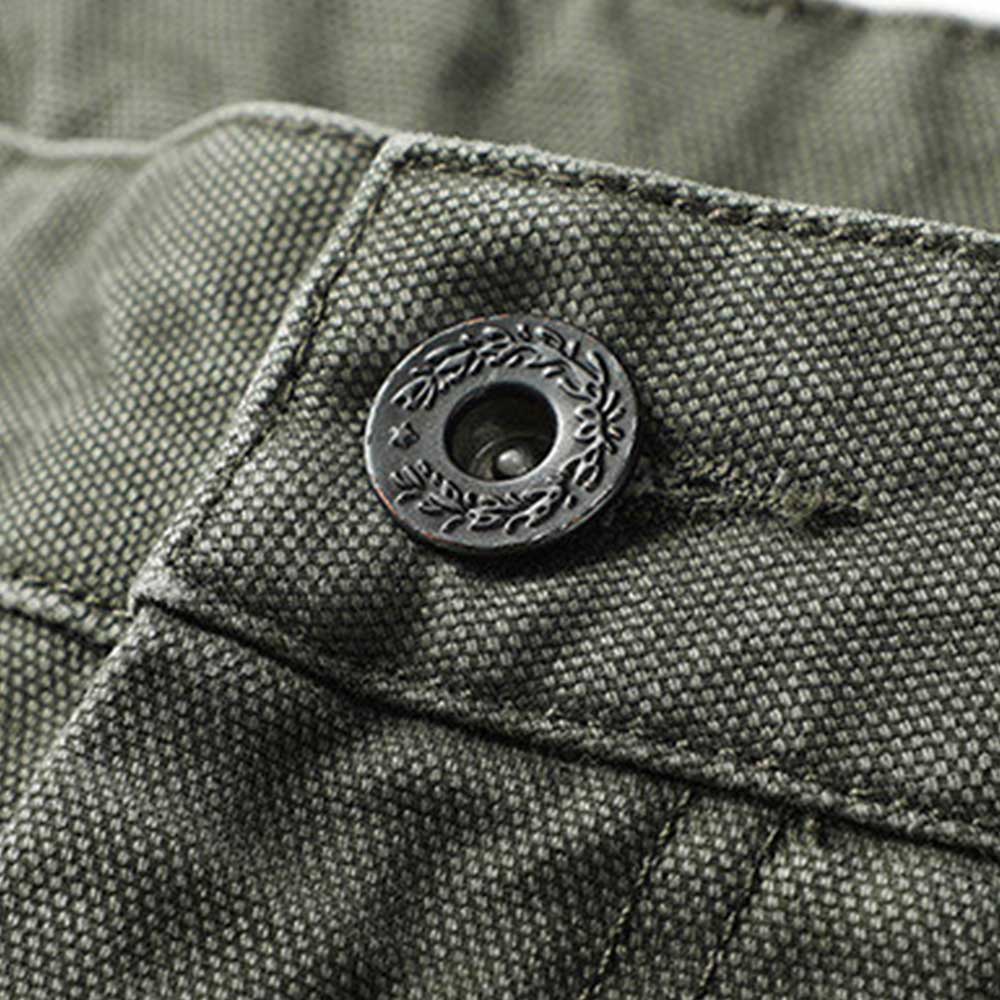 リップストップコットンキャンバス　不規則ポケット付きカーゴパンツ