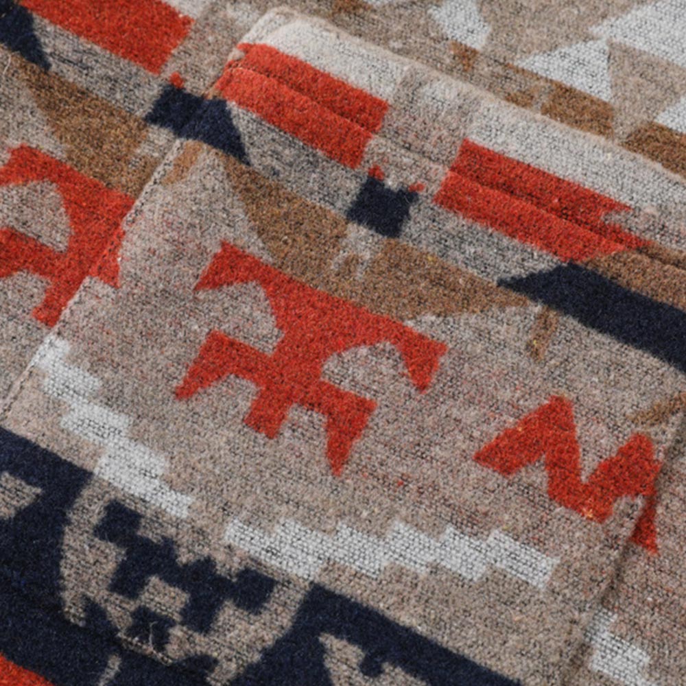 ナバホ柄民族風ジャカード長袖ラシャシャツ