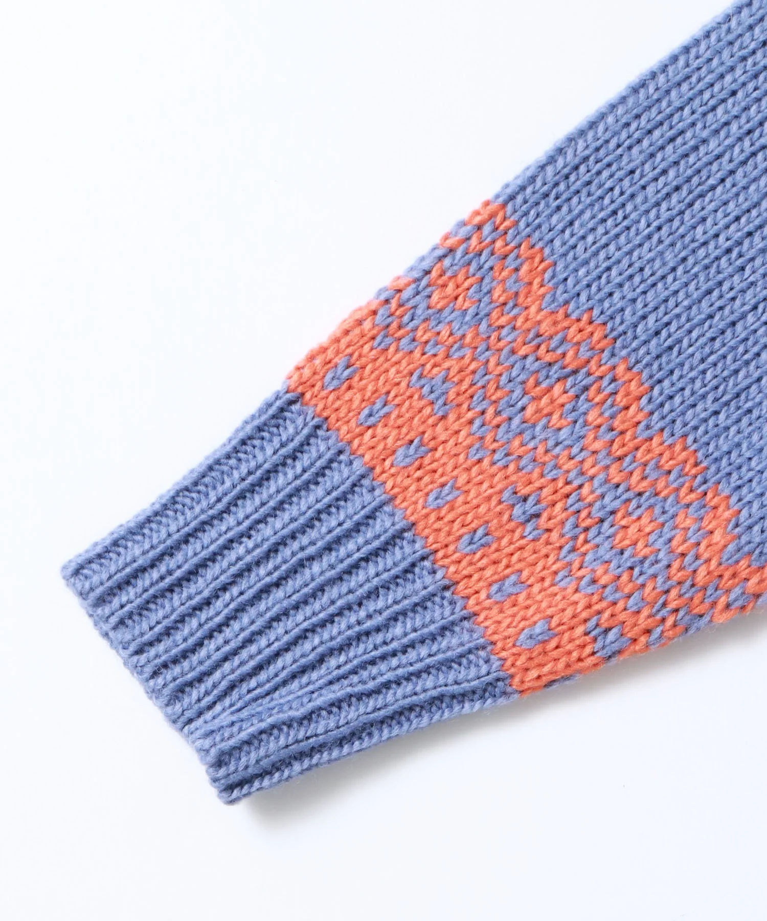 ロービングジャカードフリンジニット | 秋冬 長袖 クルーネック ウール