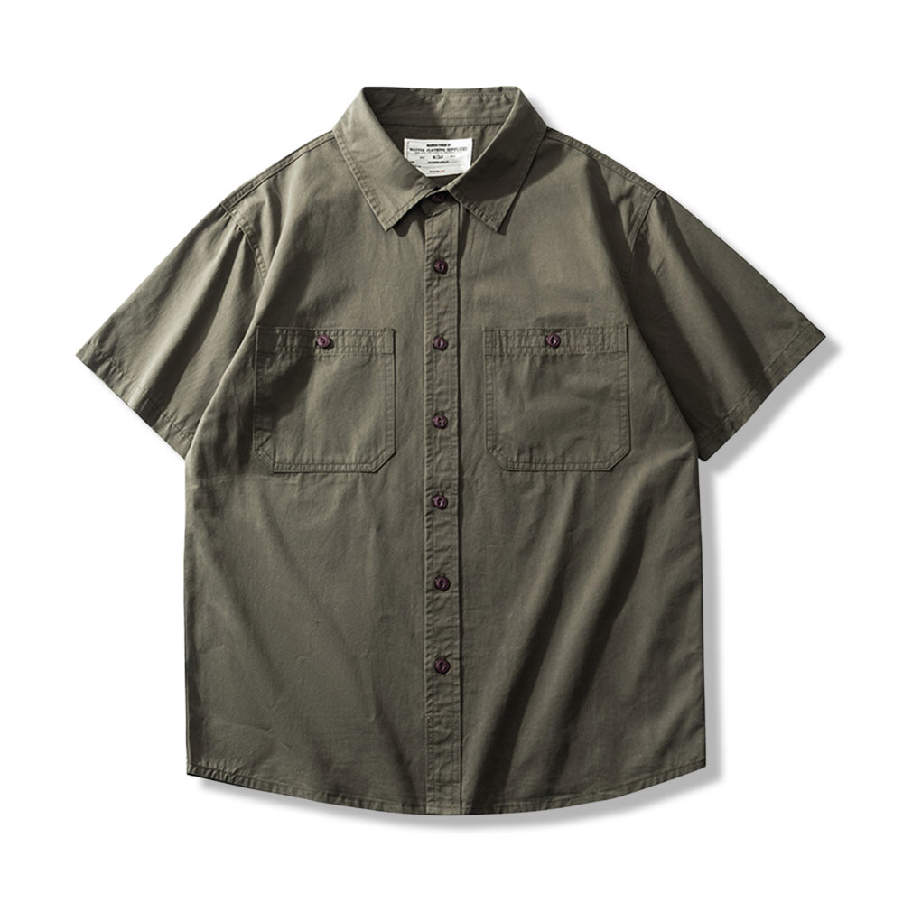 メンズコットンワークシャツ半袖夏
