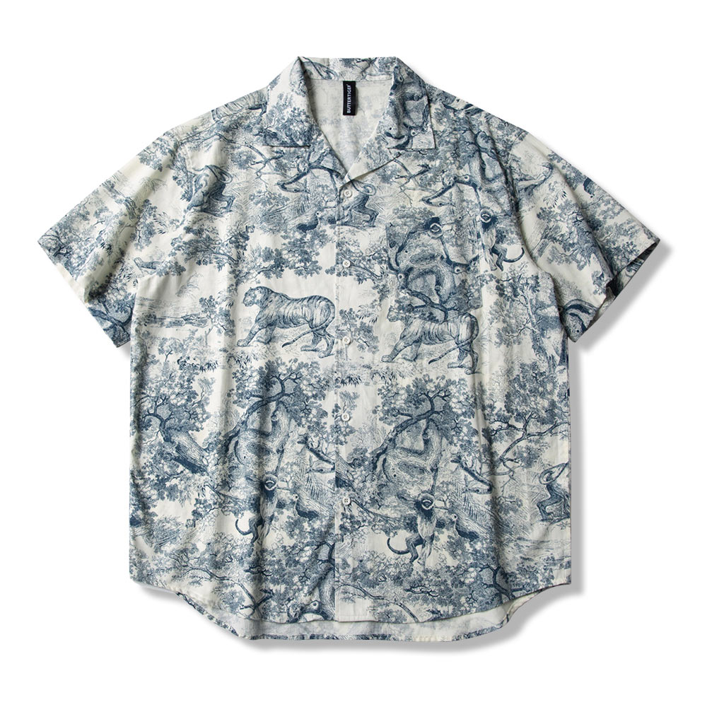 トワルドジュイ 　「タイガー＆ジャングル柄」開襟シャツ