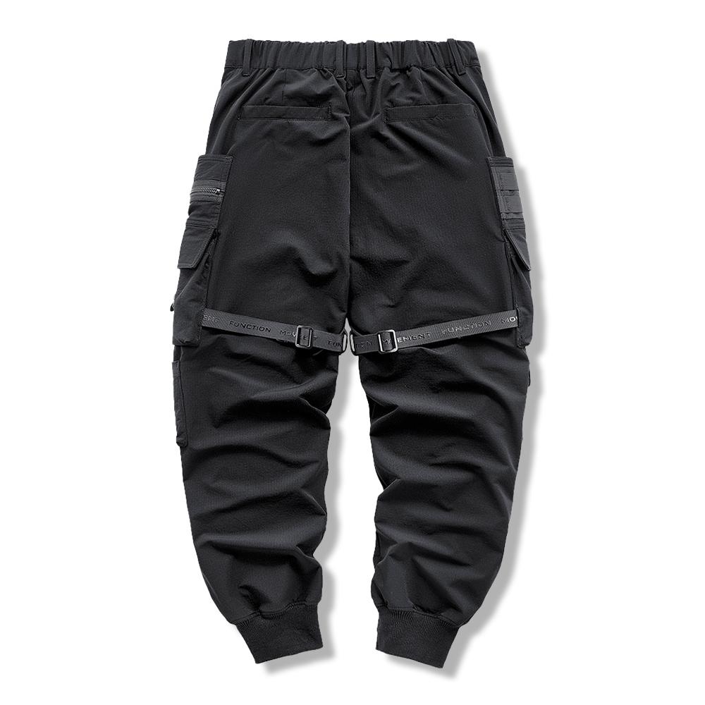 防水・耐引裂　取り外し可能なグログランテープ付き パラシュートパンツ